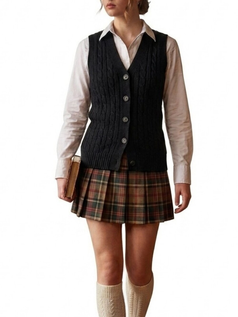 Carolyn Taylor Black Button-Up Sweater Vest Vintage era BlackM
